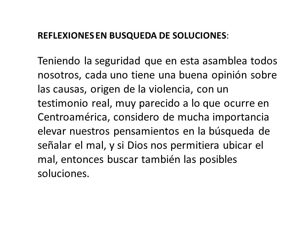 REFLEXIONES EN BUSQUEDA DE SOLUCIONES: