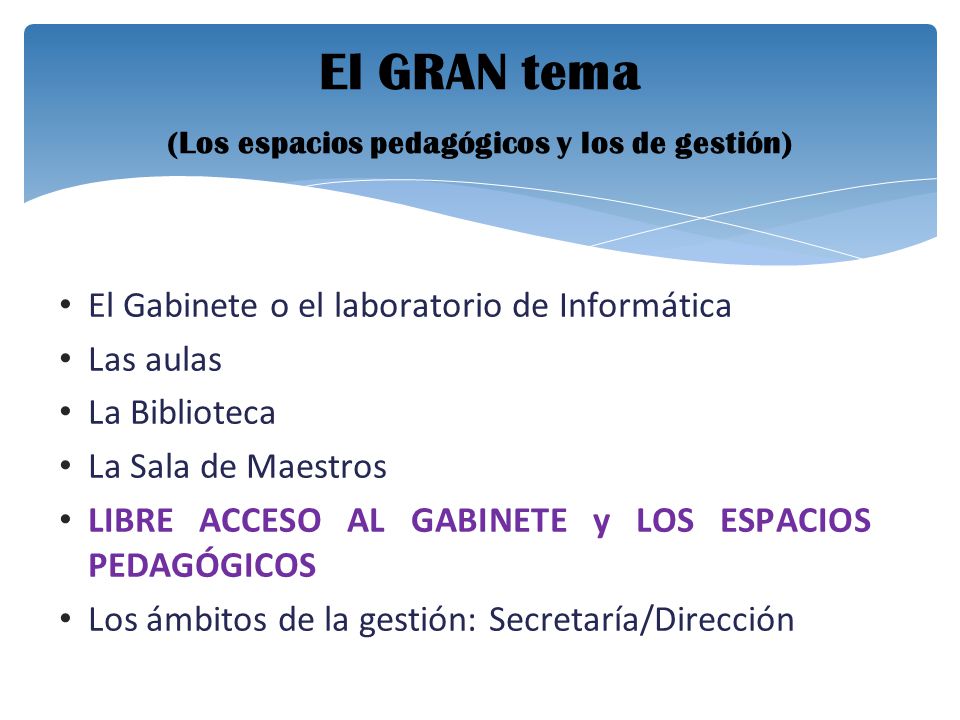 El GRAN tema (Los espacios pedagógicos y los de gestión)