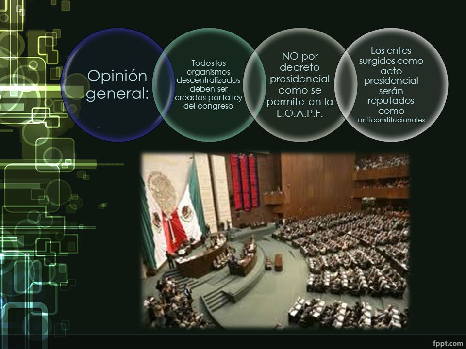 NO por decreto presidencial como se permite en la L.O.A.P.F.