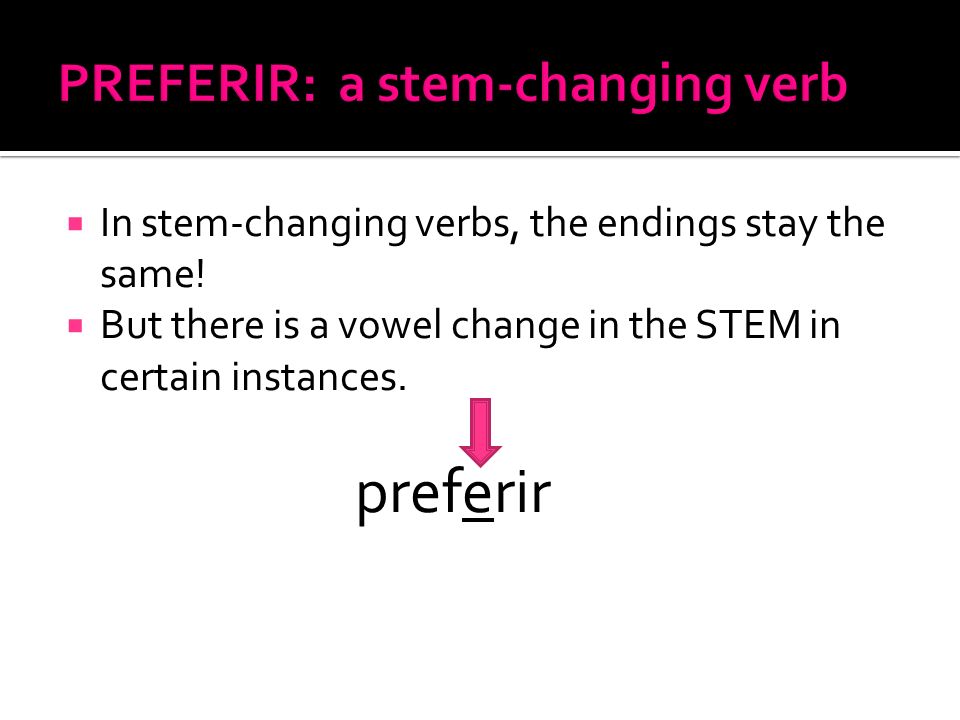 PREFERIR: a stem-changing verb