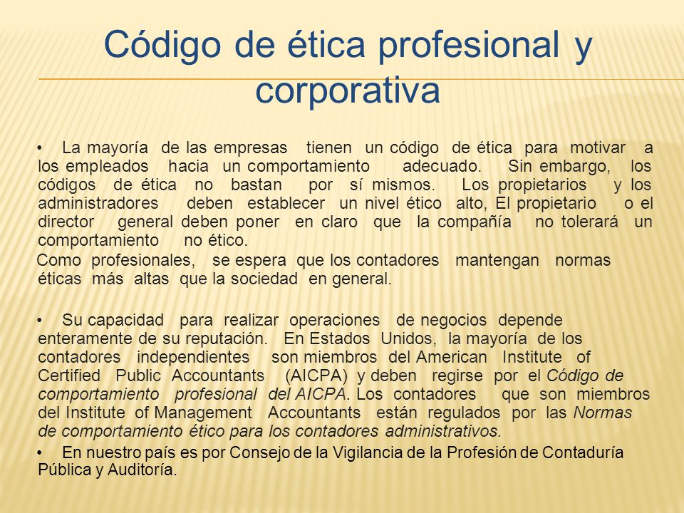 Código de ética profesional y corporativa