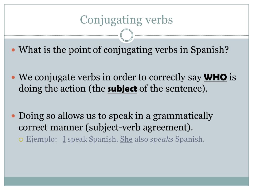 Conjugating verbs What is the point of conjugating verbs in Spanish