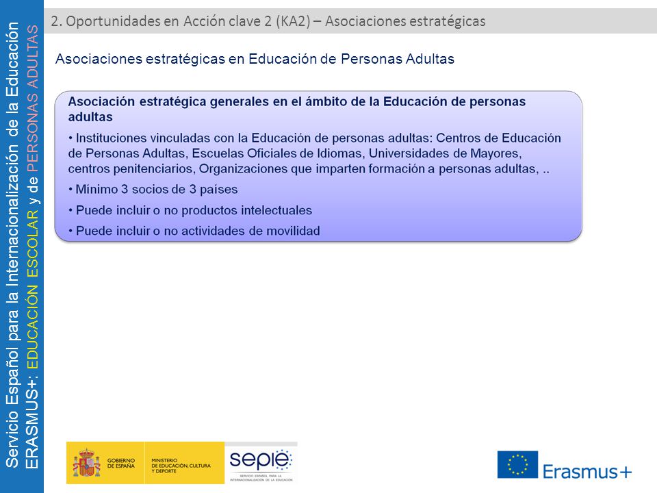 2. Oportunidades en Acción clave 2 (KA2) – Asociaciones estratégicas