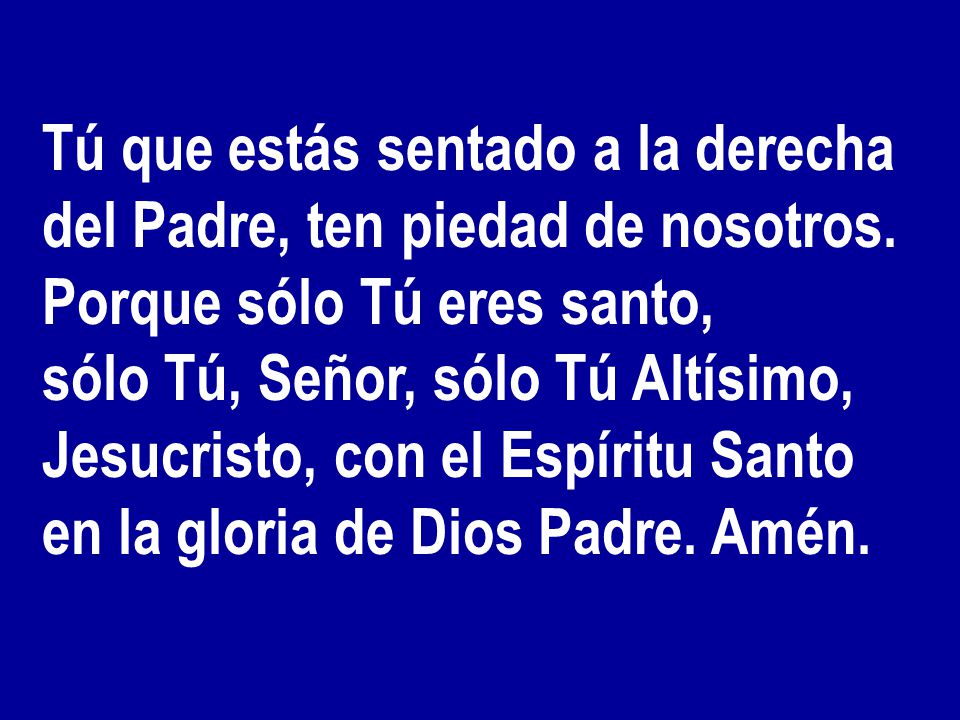 Tú que estás sentado a la derecha del Padre, ten piedad de nosotros.