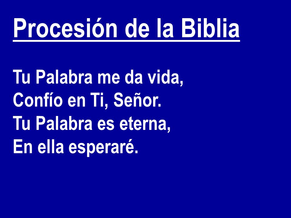 Procesión de la Biblia Tu Palabra me da vida, Confío en Ti, Señor.