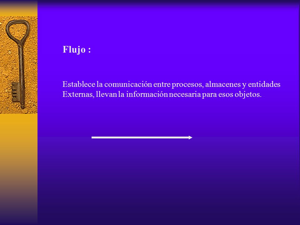 Flujo : Establece la comunicación entre procesos, almacenes y entidades.