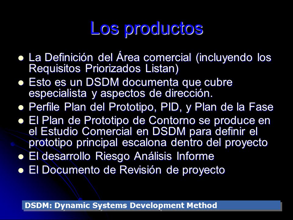 Los productos La Definición del Área comercial (incluyendo los Requisitos Priorizados Listan)