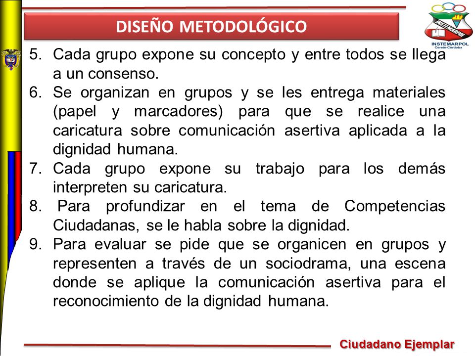 DISEÑO METODOLÓGICO Cada grupo expone su concepto y entre todos se llega a un consenso.