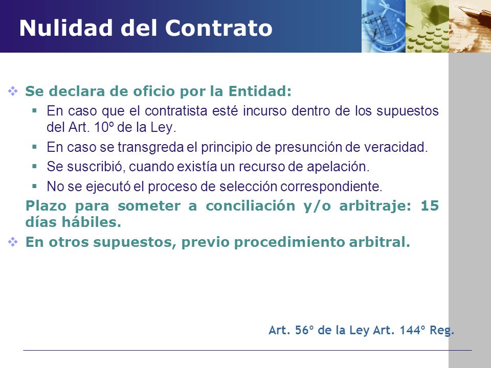 Nulidad del Contrato Se declara de oficio por la Entidad:
