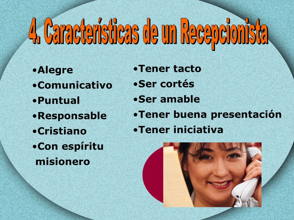4. Características de un Recepcionista