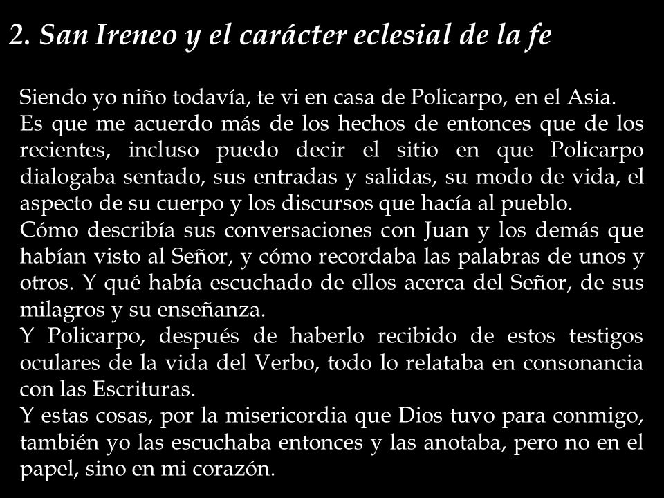 2. San Ireneo y el carácter eclesial de la fe