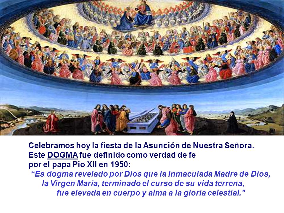 Celebramos hoy la fiesta de la Asunción de Nuestra Señora.