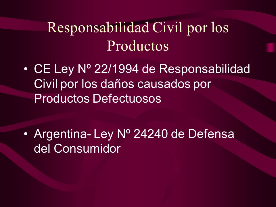Responsabilidad Civil por los Productos