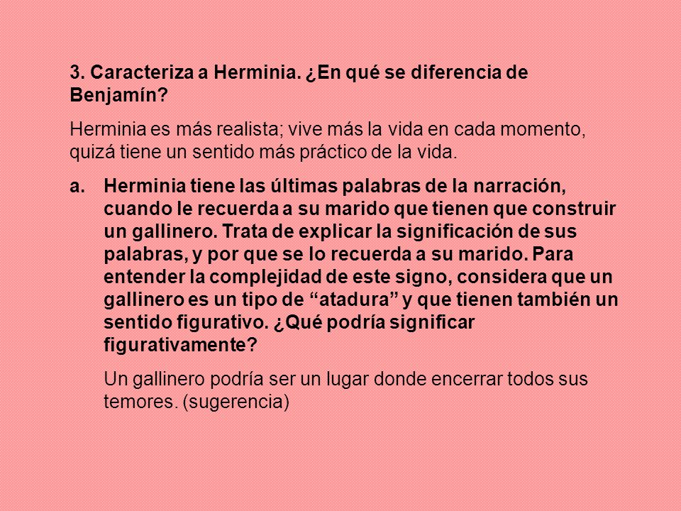 3. Caracteriza a Herminia. ¿En qué se diferencia de Benjamín
