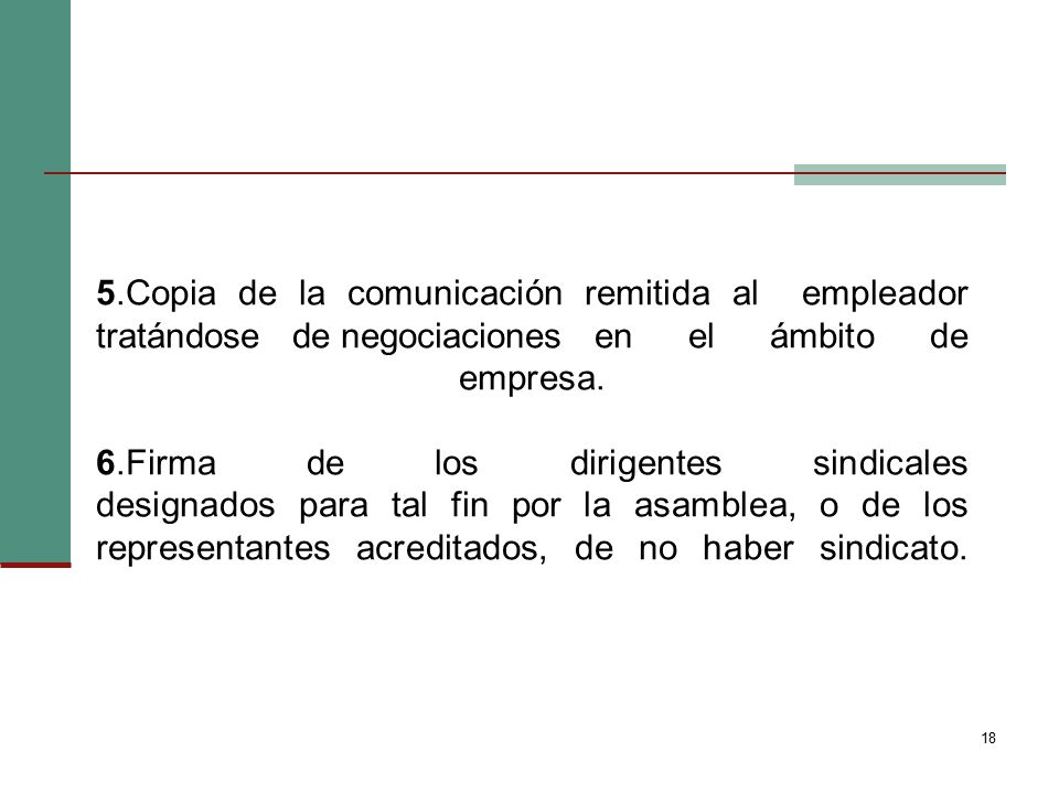 5.Copia de la comunicación remitida al empleador tratándose de negociaciones en el ámbito de empresa.