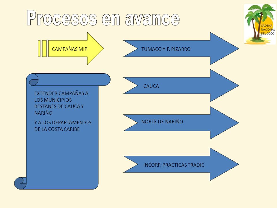 Procesos en avance CAMPAÑAS MIP TUMACO Y F. PIZARRO CAUCA