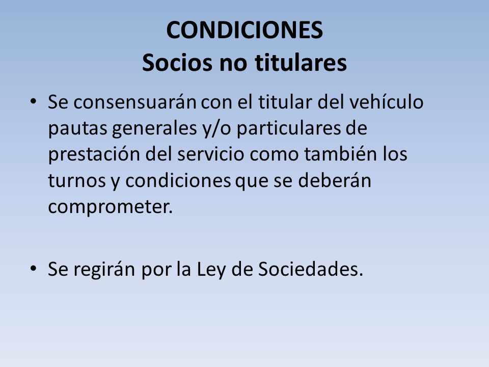 CONDICIONES Socios no titulares
