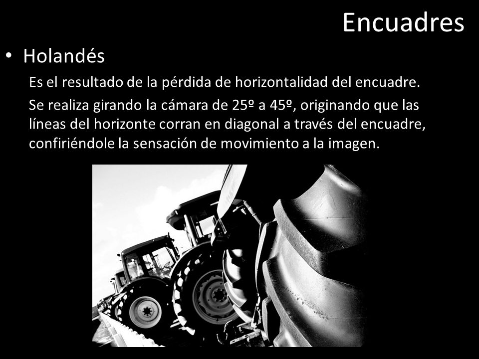 Encuadres Holandés. Es el resultado de la pérdida de horizontalidad del encuadre.