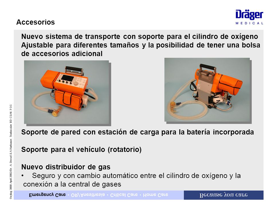 Nuevo sistema de transporte con soporte para el cilindro de oxígeno