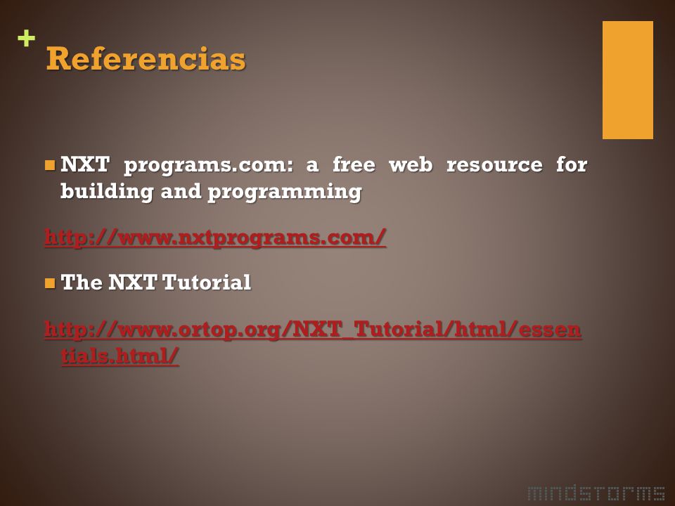 Referencias NXT programs.com: a free web resource for building and programming.