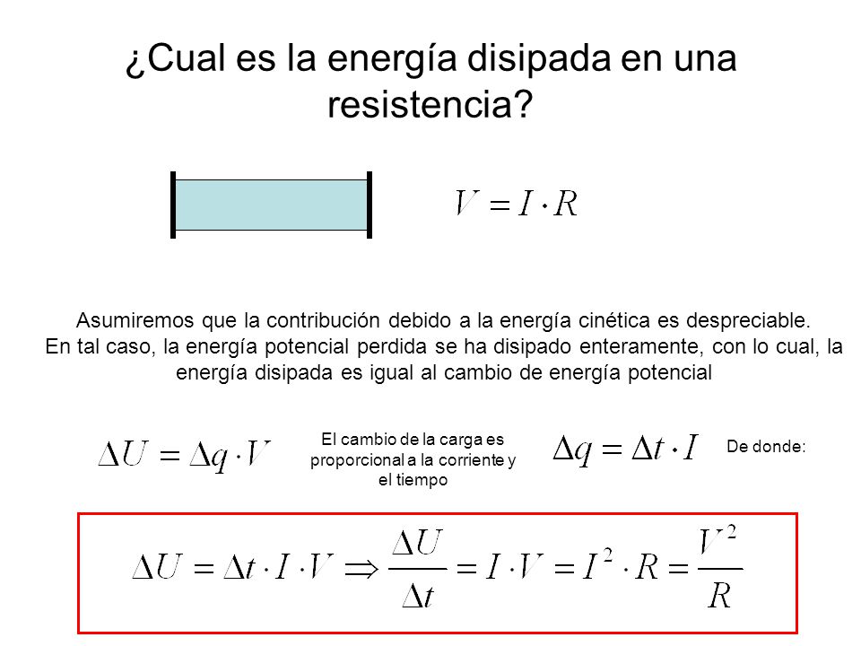 ¿Cual es la energía disipada en una resistencia