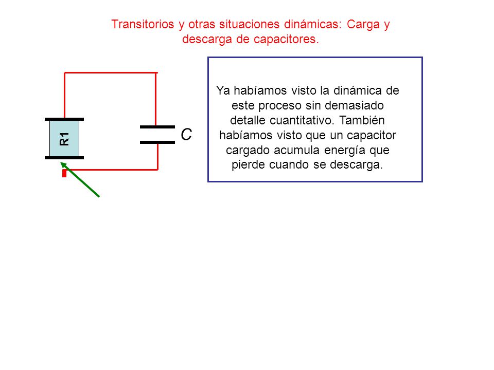 Transitorios y otras situaciones dinámicas: Carga y descarga de capacitores.