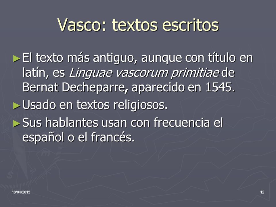 Vasco: textos escritos