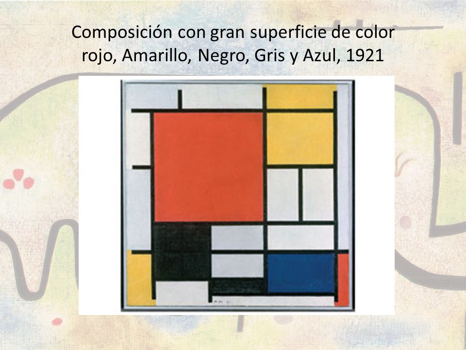 Composición con gran superficie de color rojo, Amarillo, Negro, Gris y Azul, 1921