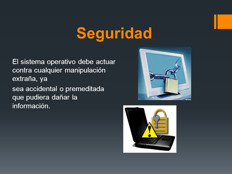 Seguridad El sistema operativo debe actuar contra cualquier manipulación extraña, ya.