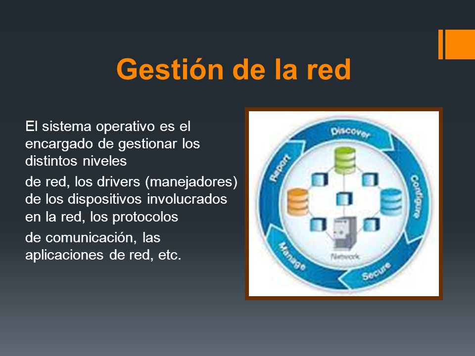 Gestión de la red El sistema operativo es el encargado de gestionar los distintos niveles.