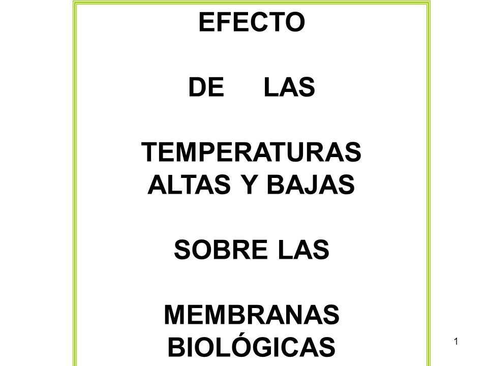 EFECTO DE LAS TEMPERATURAS ALTAS Y BAJAS SOBRE LAS MEMBRANAS BIOLÓGICAS