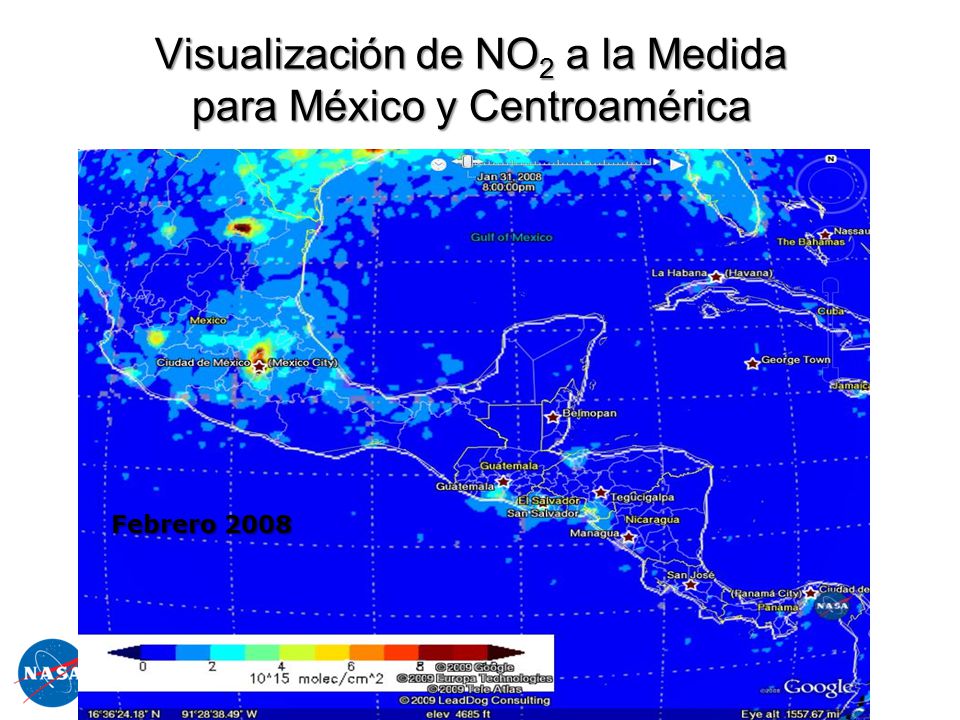 Visualización de NO2 a la Medida para México y Centroamérica