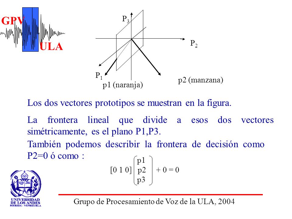 Los dos vectores prototipos se muestran en la figura.