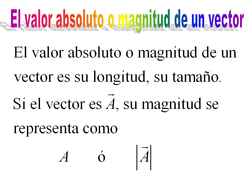 El valor absoluto o magnitud de un vector