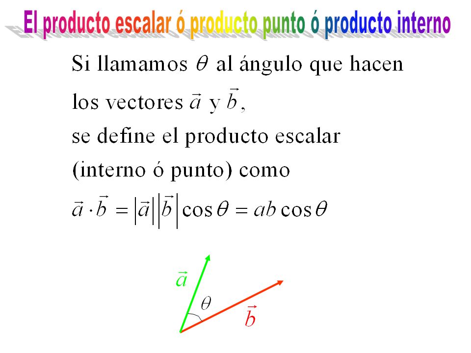 El producto escalar ó producto punto ó producto interno