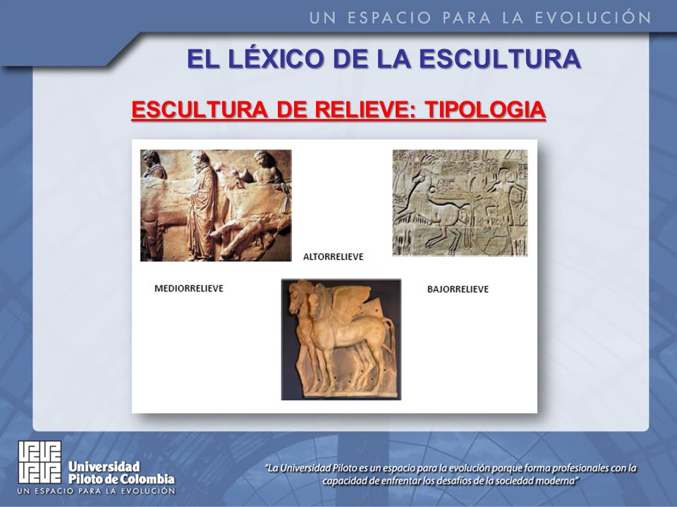 EL LÉXICO DE LA ESCULTURA ESCULTURA DE RELIEVE: TIPOLOGIA