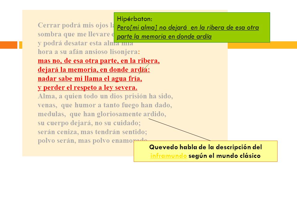 Quevedo habla de la descripción del inframundo según el mundo clásico