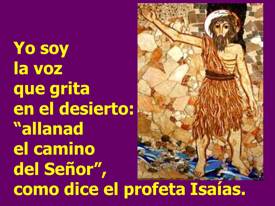 Yo soy la voz que grita en el desierto: allanad el camino del Señor , como dice el profeta Isaías.