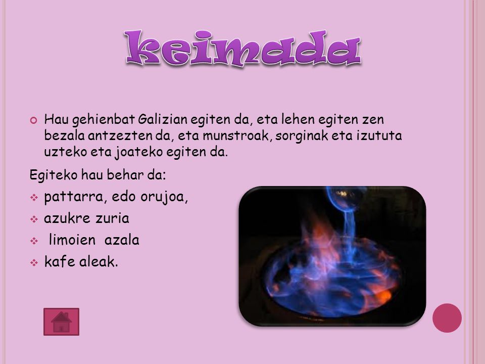 keimada pattarra, edo orujoa, azukre zuria limoien azala kafe aleak.