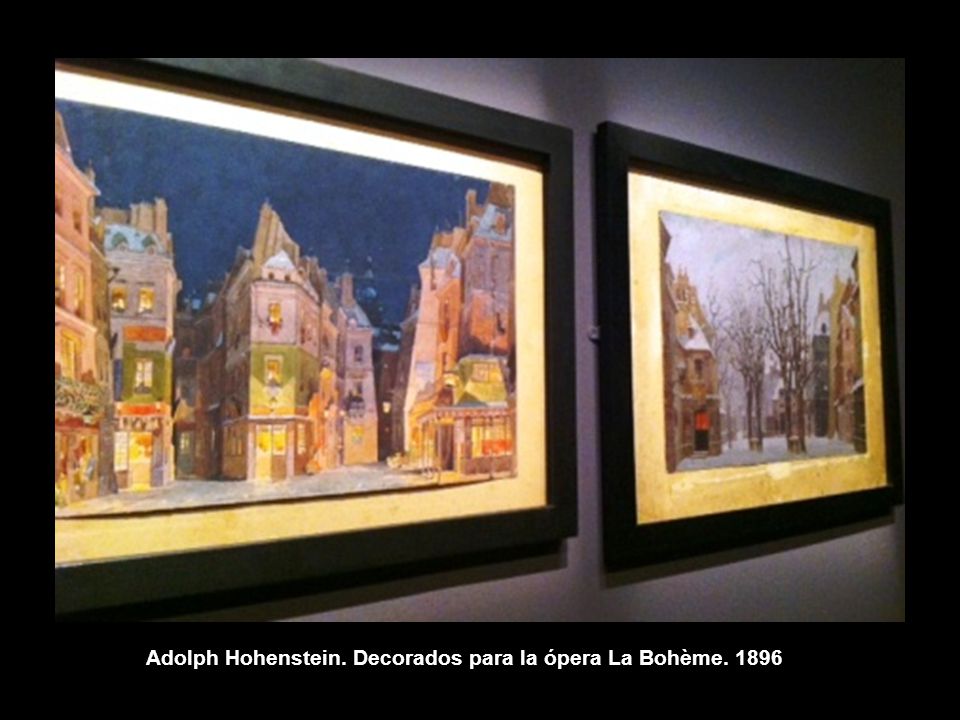 Adolph Hohenstein. Decorados para la ópera La Bohème. 1896