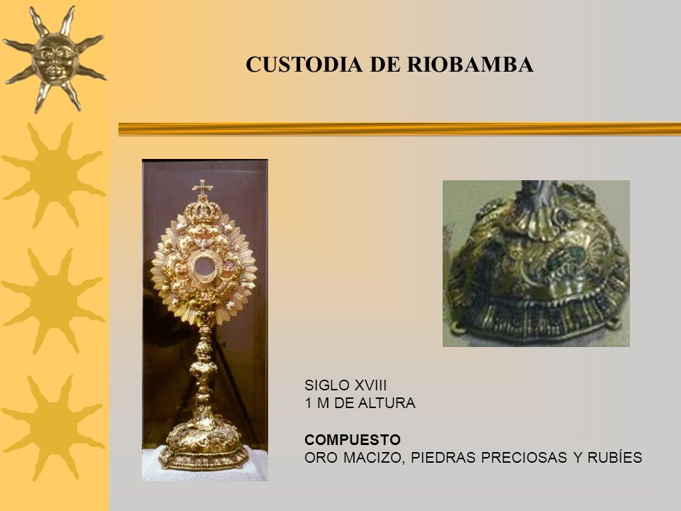 CUSTODIA DE RIOBAMBA SIGLO XVIII 1 M DE ALTURA COMPUESTO