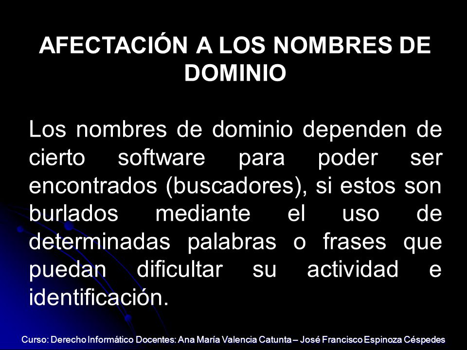 AFECTACIÓN A LOS NOMBRES DE DOMINIO