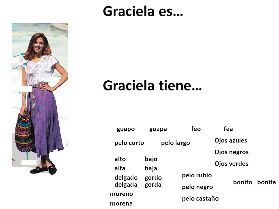 Graciela es… Graciela tiene… guapo guapa feo fea Ojos azules
