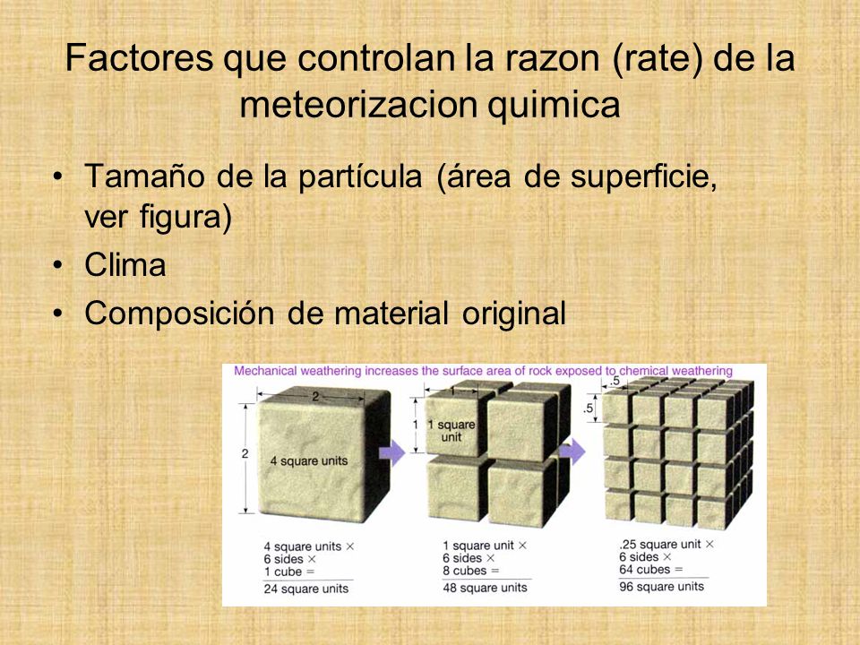 Factores que controlan la razon (rate) de la meteorizacion quimica