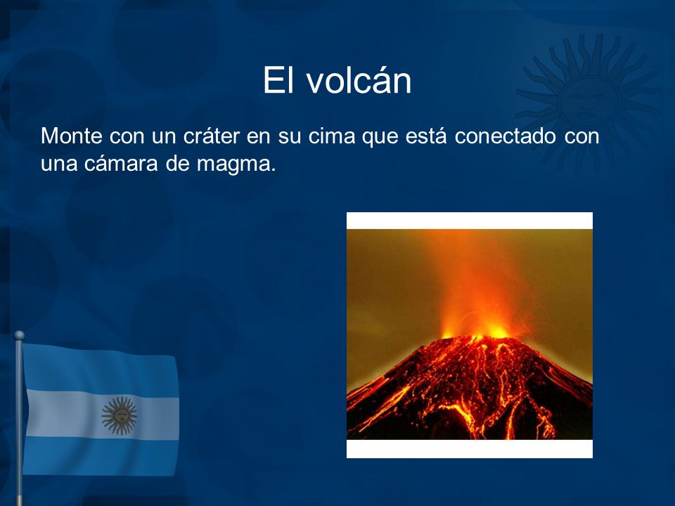 El volcán Monte con un cráter en su cima que está conectado con una cámara de magma.