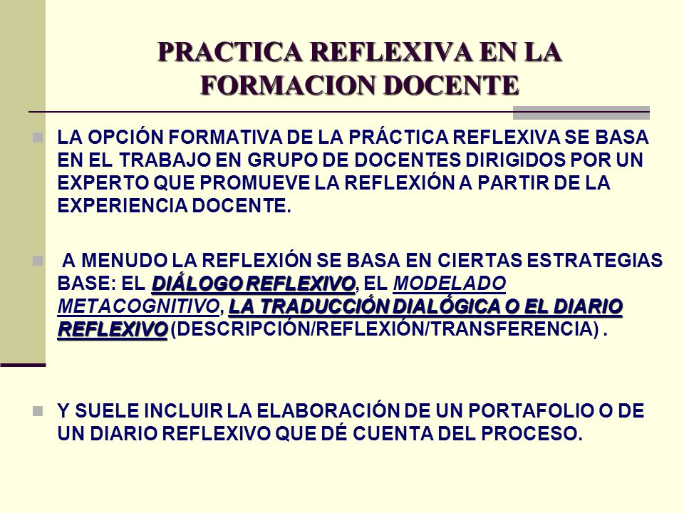 Elementos de la práctica reflexiva