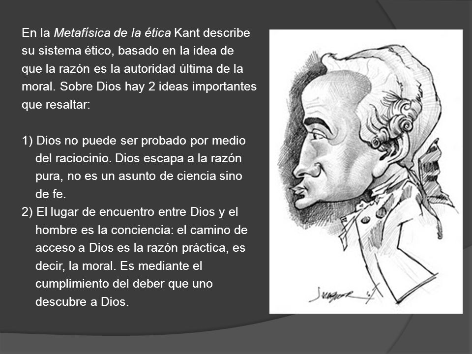 En la Metafísica de la ética Kant describe su sistema ético, basado en la idea de que la razón es la autoridad última de la moral.