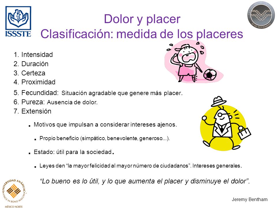 Dolor y placer Clasificación: medida de los placeres