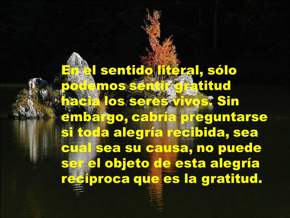 En el sentido literal, sólo podemos sentir gratitud hacia los seres vivos.