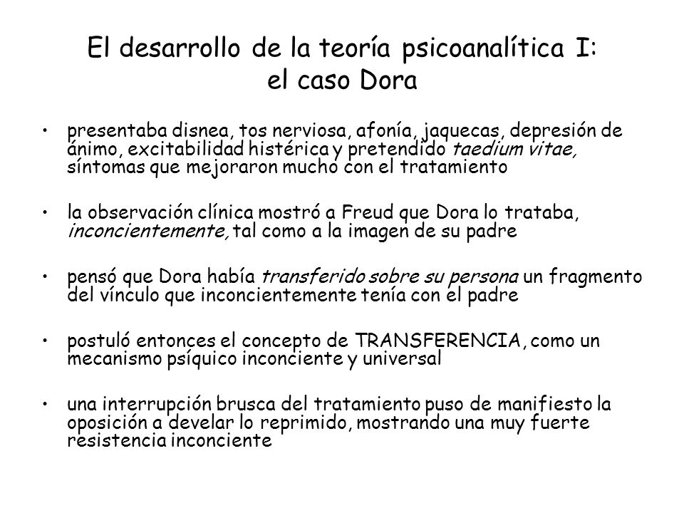 El desarrollo de la teoría psicoanalítica I: el caso Dora